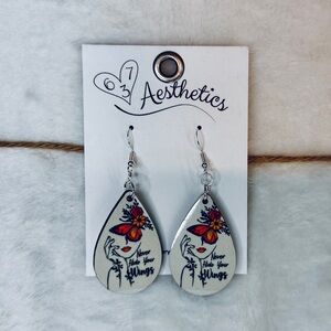 Aesthetica Silver and Floral Drop Earrings